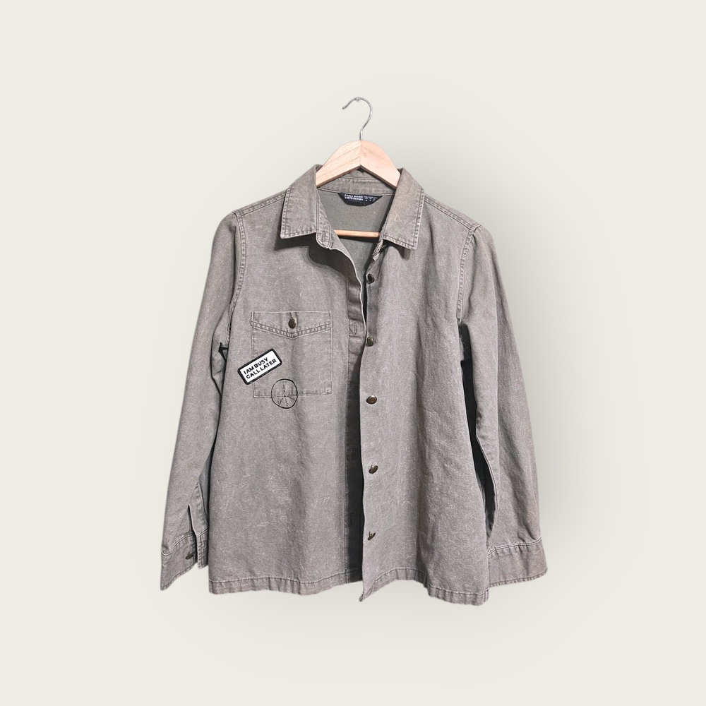 Zara Olive Green Denim Jacket